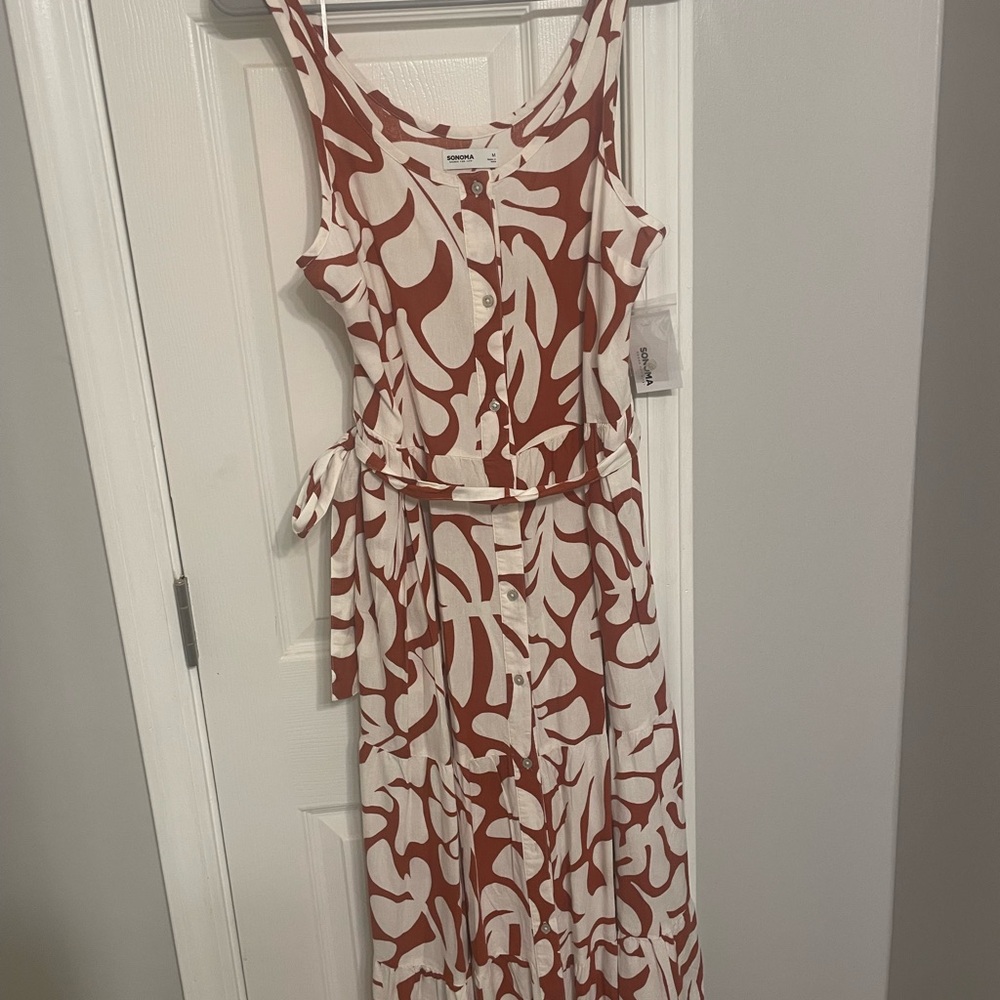 Sonoma Women's rustic orange and white midi dress